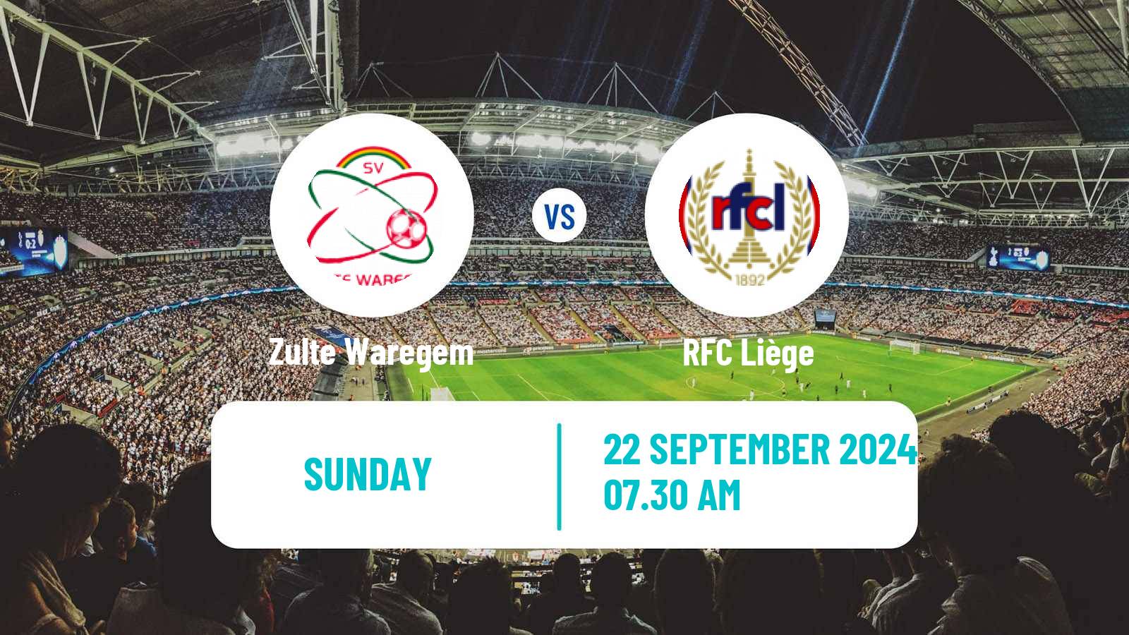 Soccer Belgian Сhallenger Pro League Zulte Waregem - RFC Liège