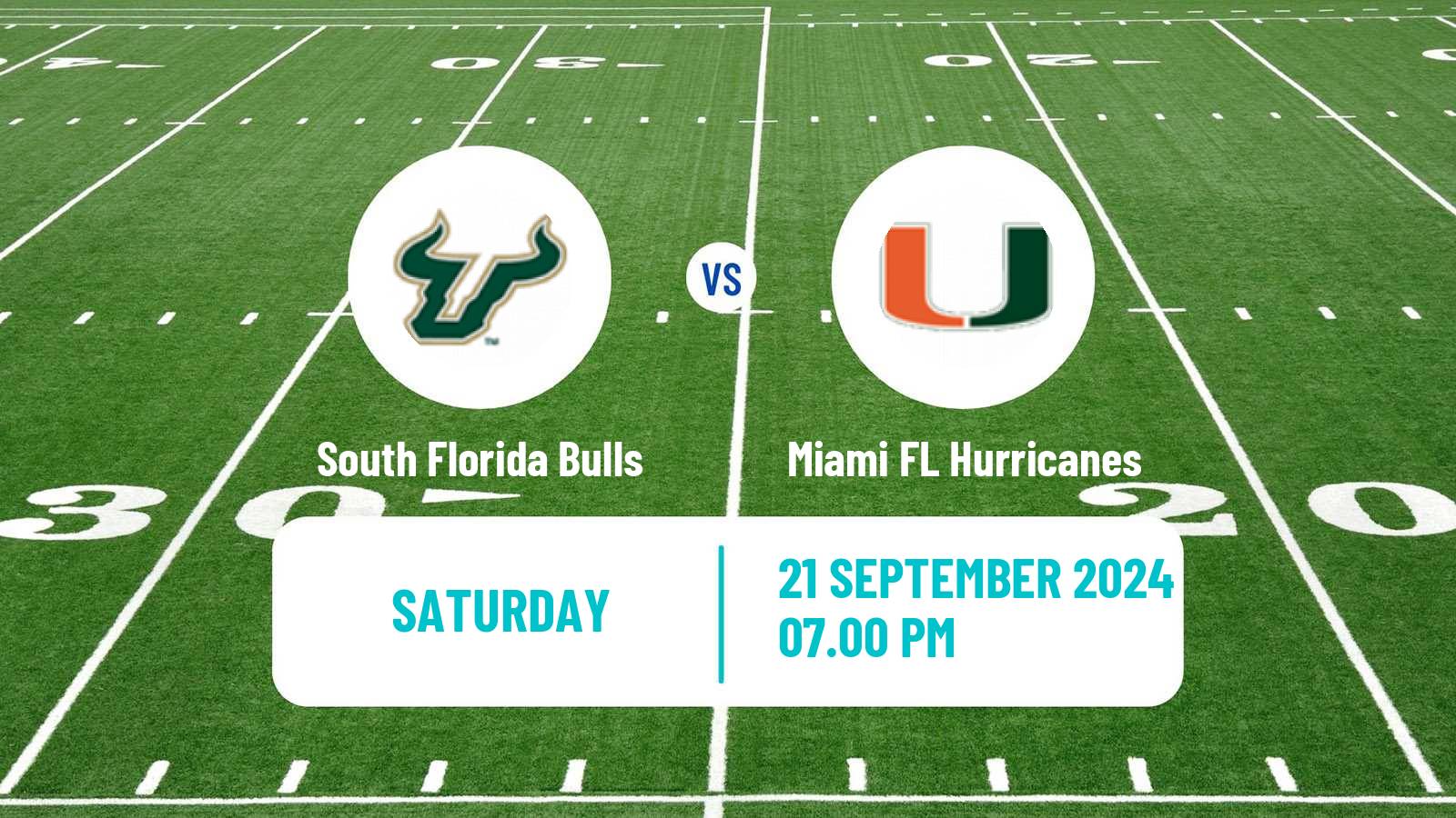 American football NCAA College Football South Florida Bulls - Miami FL Hurricanes