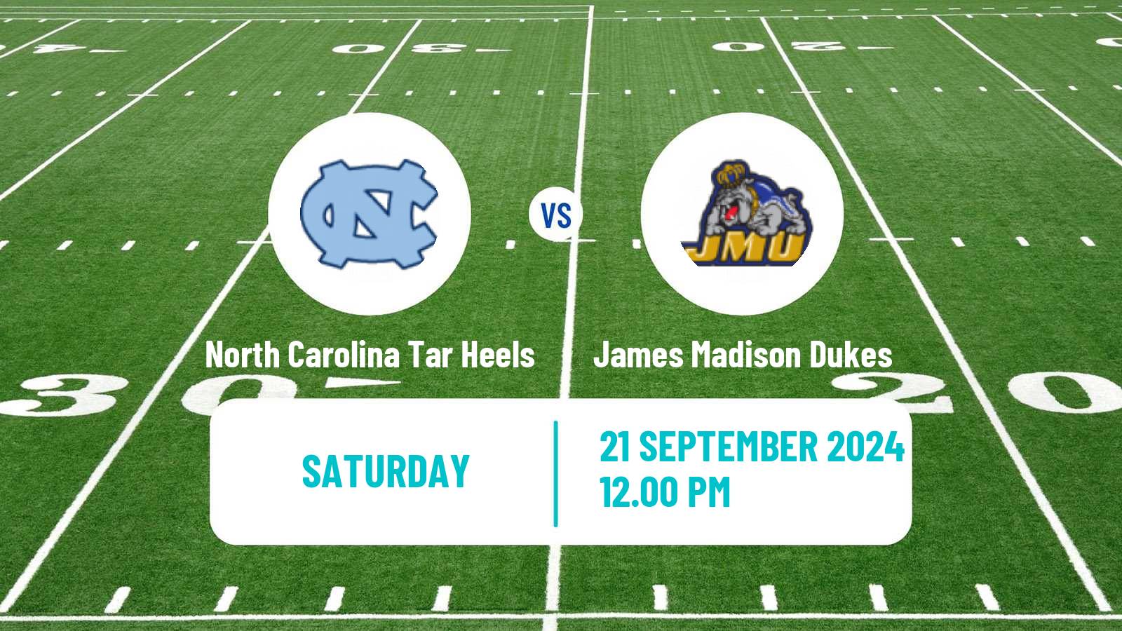 American football NCAA College Football North Carolina Tar Heels - James Madison Dukes