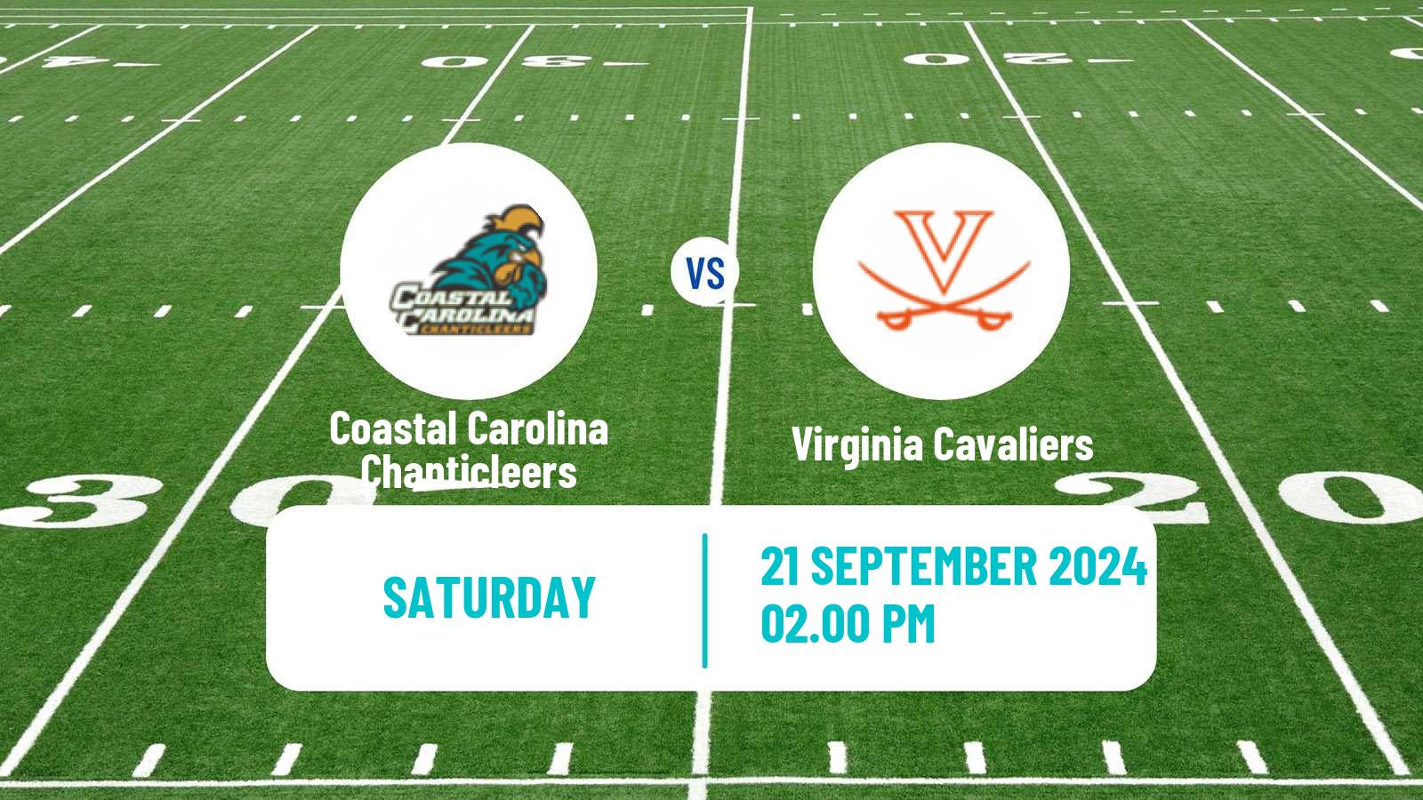 American football NCAA College Football Coastal Carolina Chanticleers - Virginia Cavaliers