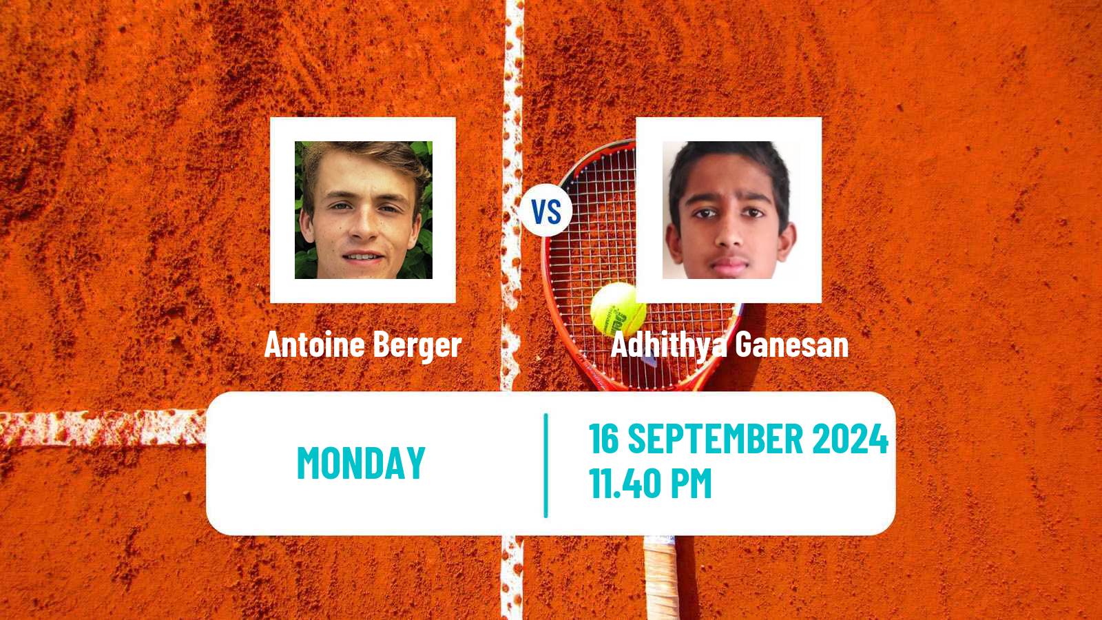 Tennis ITF M15 Bali 2 Men Antoine Berger - Adhithya Ganesan