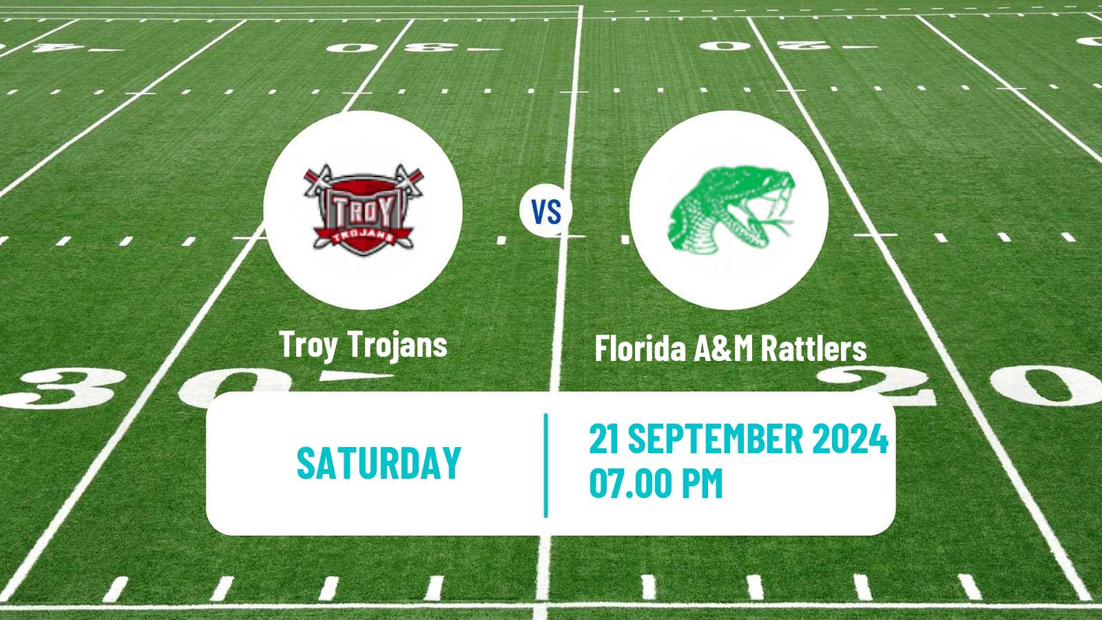 American football NCAA College Football Troy Trojans - Florida A&M Rattlers