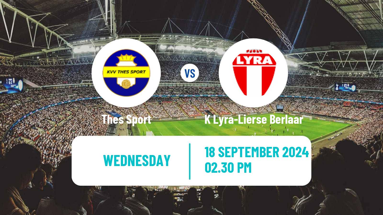 Soccer Belgian National Division 1 VV Thes Sport - K Lyra-Lierse Berlaar