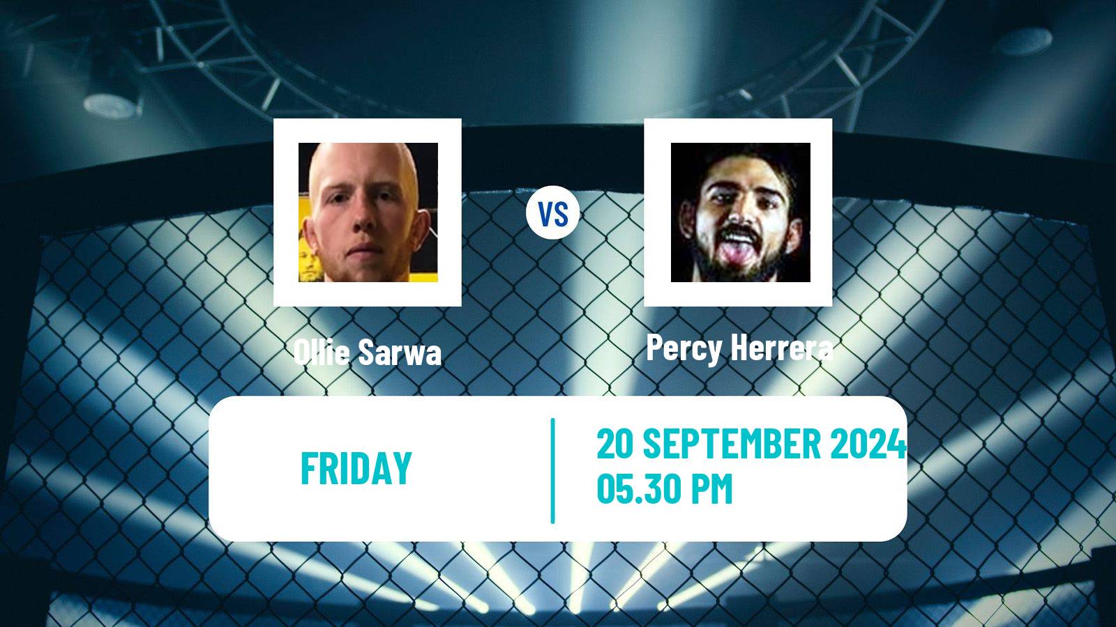 MMA Bantamweight Cage Warriors Men Ollie Sarwa - Percy Herrera