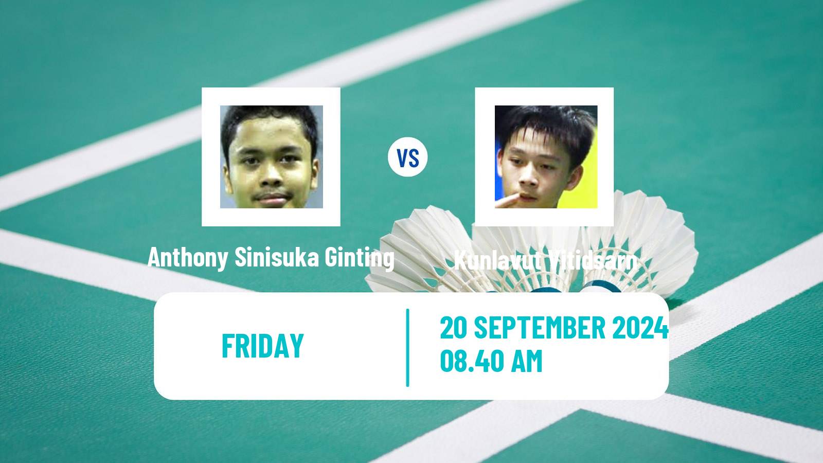 Badminton BWF World Tour Victor China Open Men Anthony Sinisuka Ginting - Kunlavut Vitidsarn