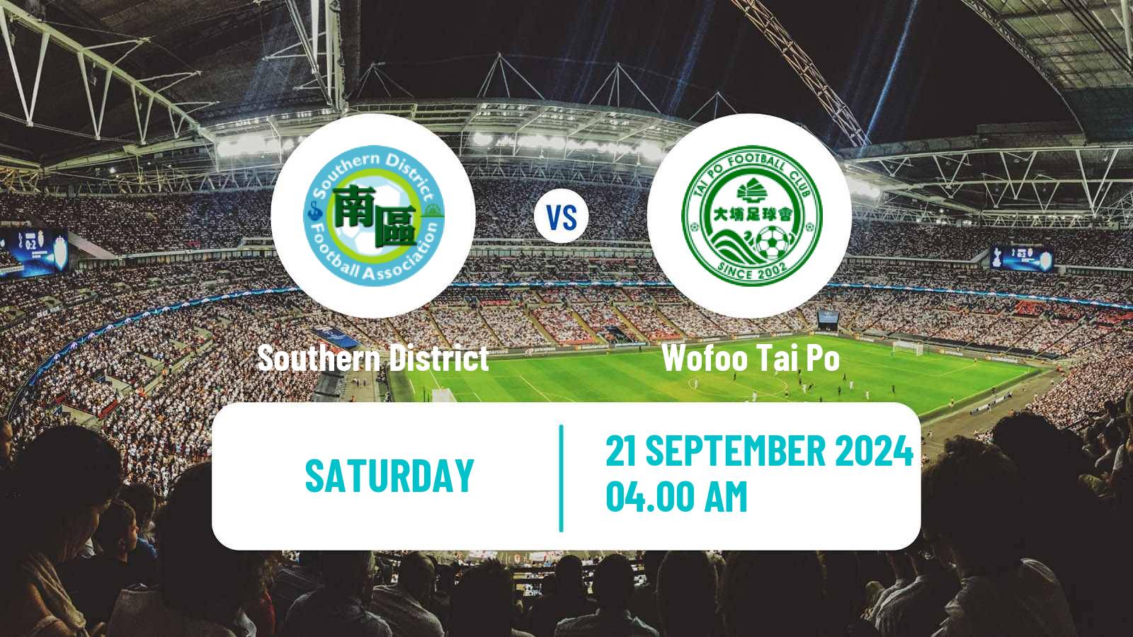 Soccer Hong Kong Premier League Southern District - Wofoo Tai Po