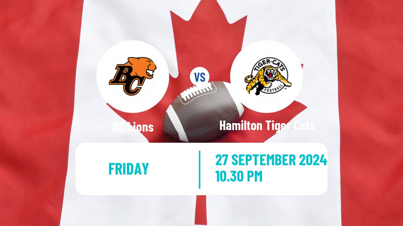 Canadian football CFL BC Lions - Hamilton Tiger Cats