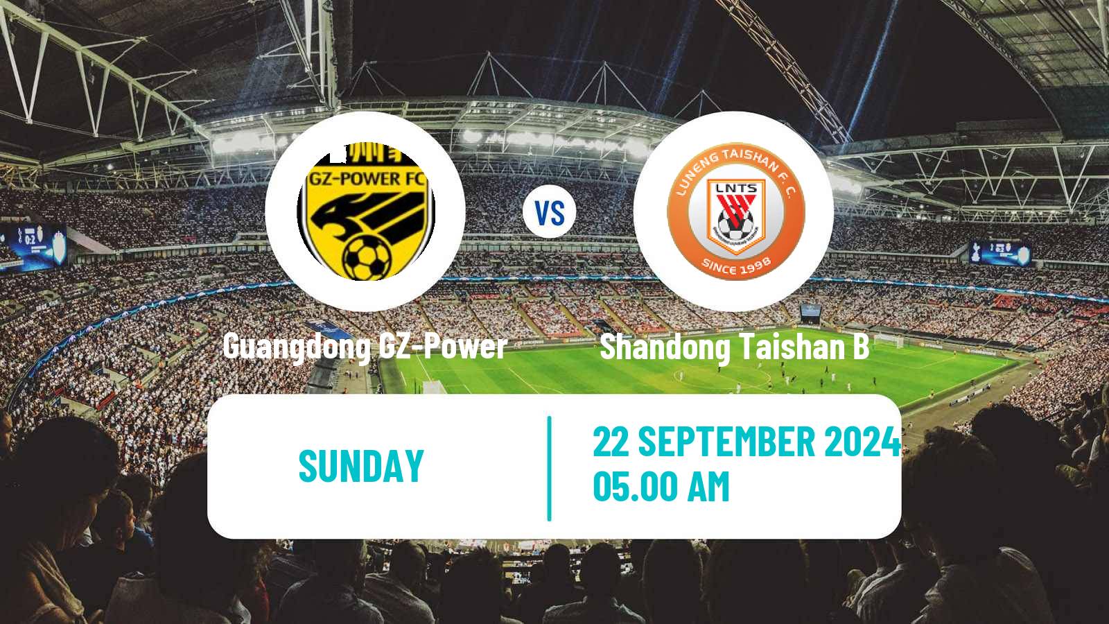 Soccer Chinese Yi League Guangdong GZ-Power - Shandong Taishan B