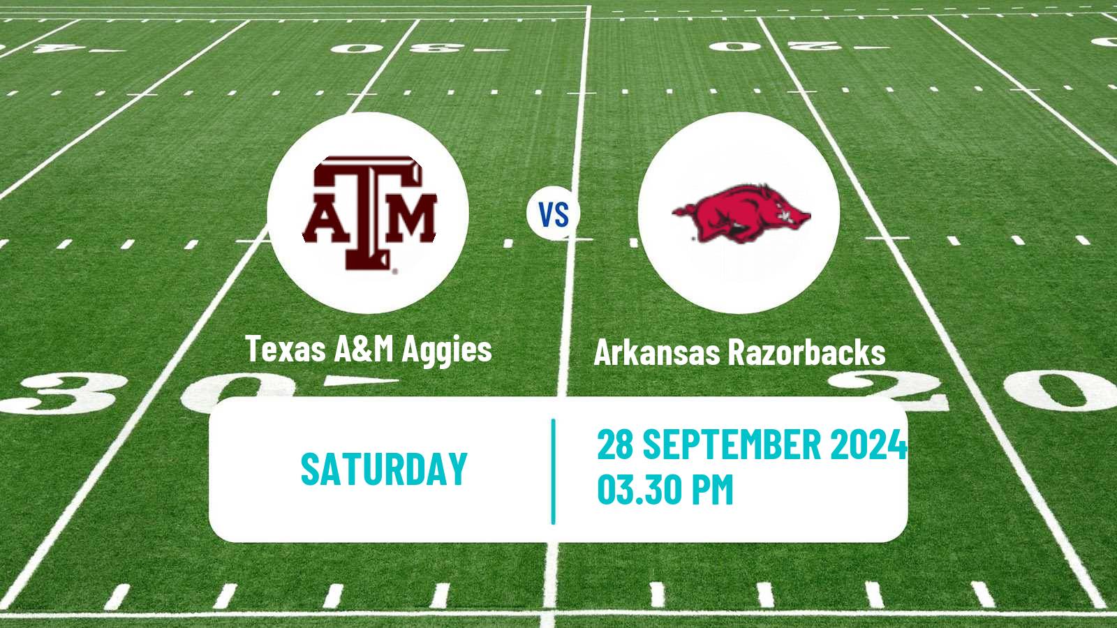 American football NCAA College Football Texas A&M Aggies - Arkansas Razorbacks