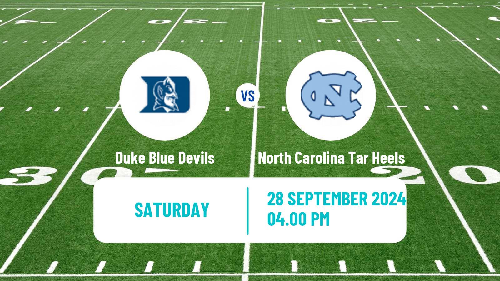 American football NCAA College Football Duke Blue Devils - North Carolina Tar Heels