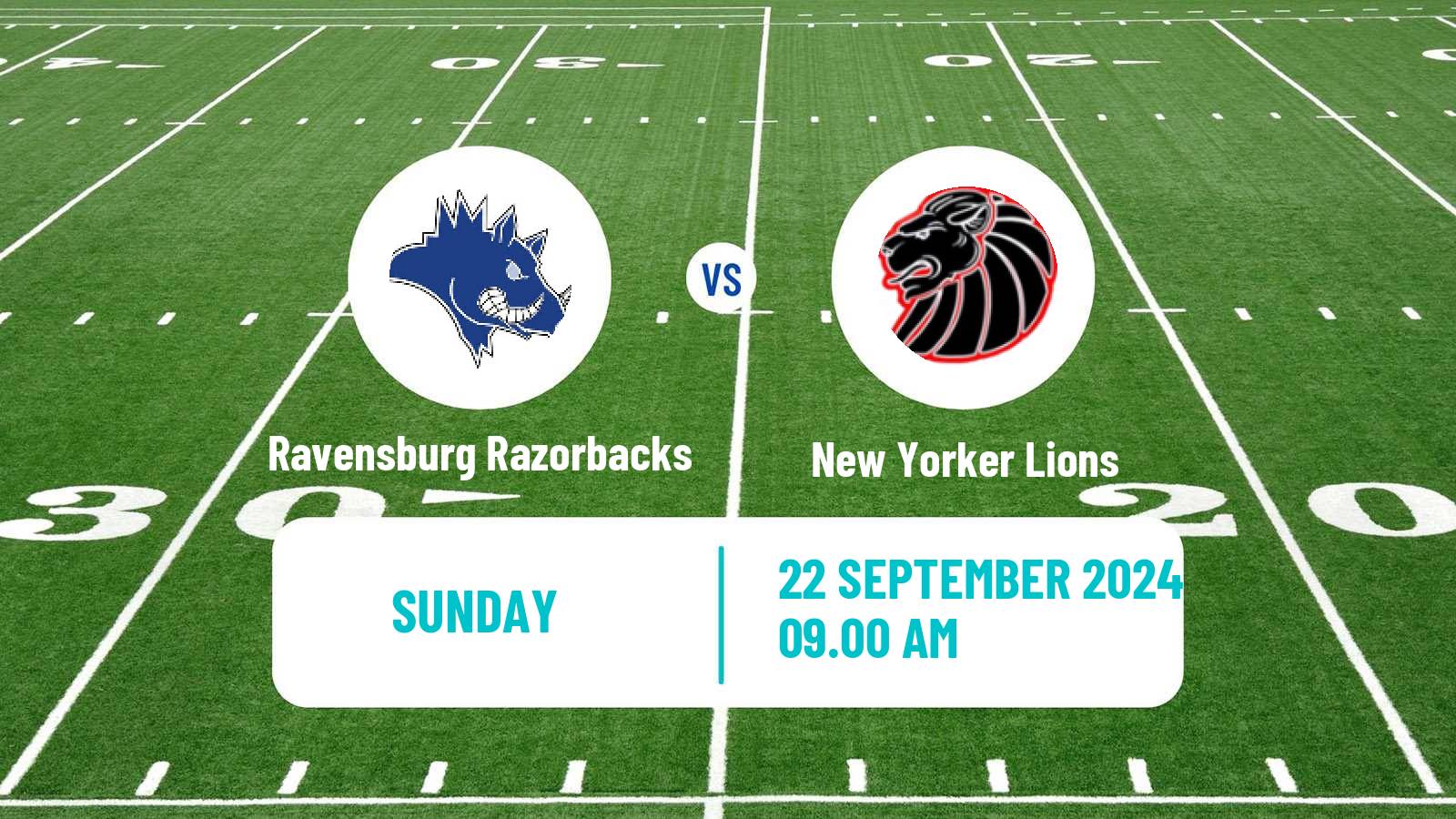 American football German GFL Ravensburg Razorbacks - New Yorker Lions