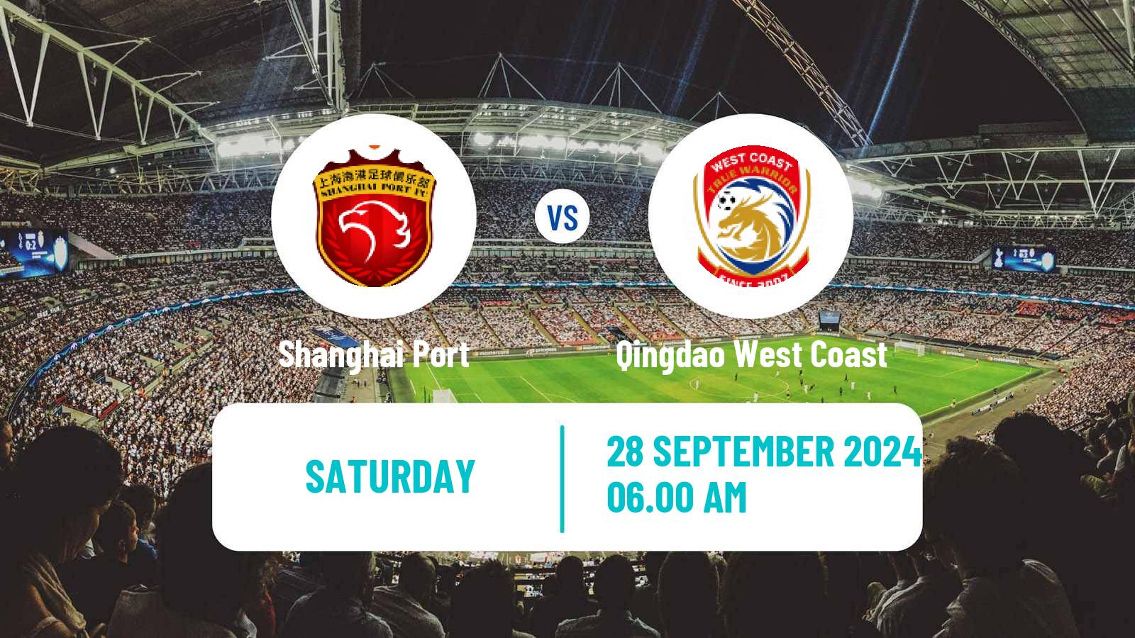 Soccer Chinese Super League Shanghai Port - Qingdao West Coast