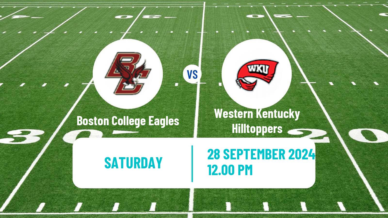 American football NCAA College Football Boston College Eagles - Western Kentucky Hilltoppers