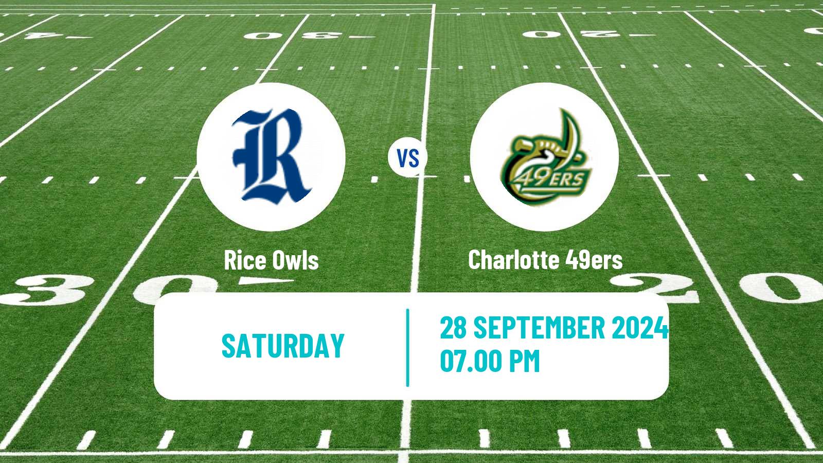 American football NCAA College Football Rice Owls - Charlotte 49ers