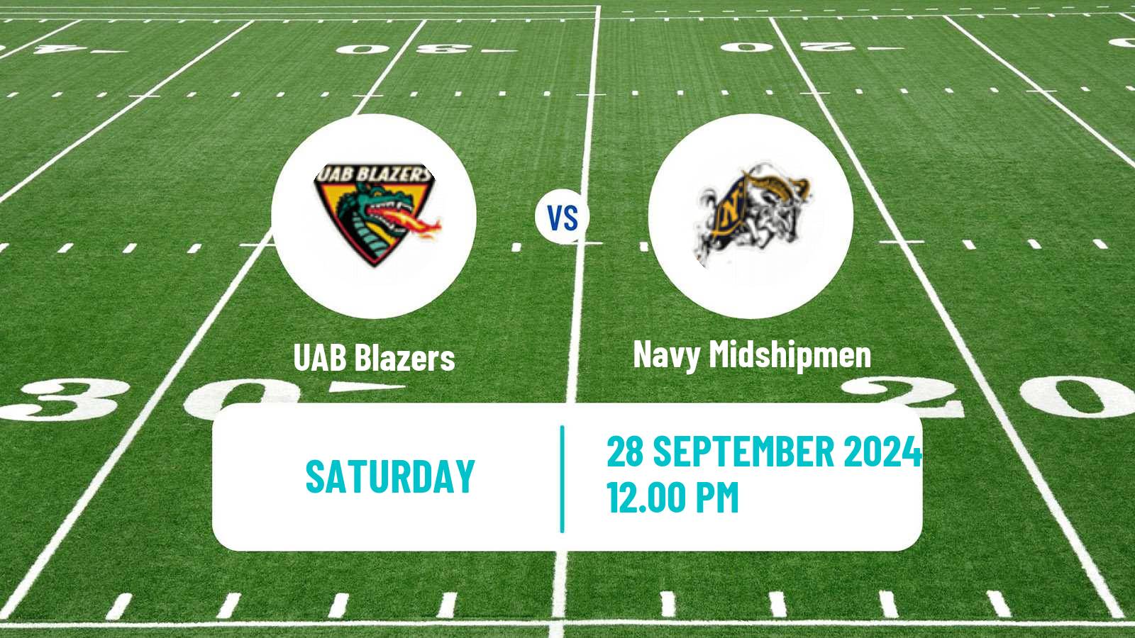 American football NCAA College Football UAB Blazers - Navy Midshipmen