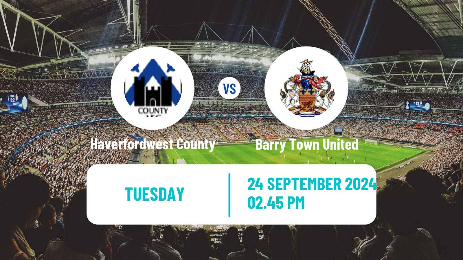 Soccer Welsh Cymru Premier Haverfordwest County - Barry Town United