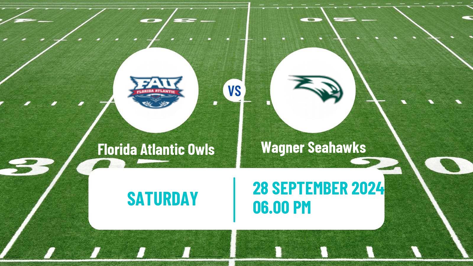 American football NCAA College Football Florida Atlantic Owls - Wagner Seahawks