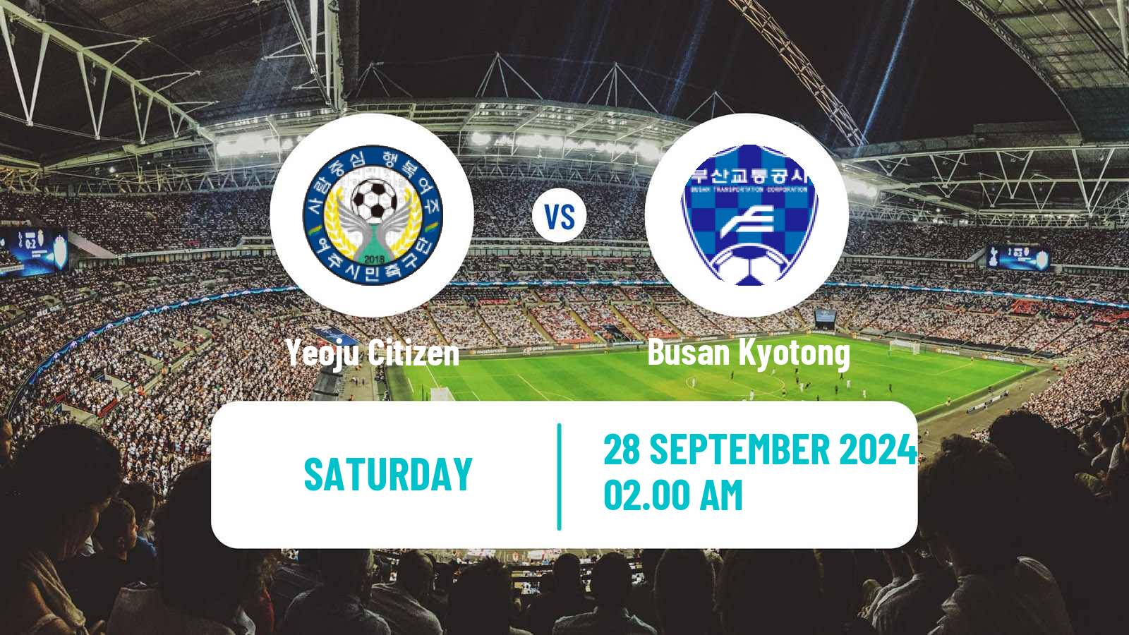 Soccer South Korean K3 League Yeoju Citizen - Busan Kyotong