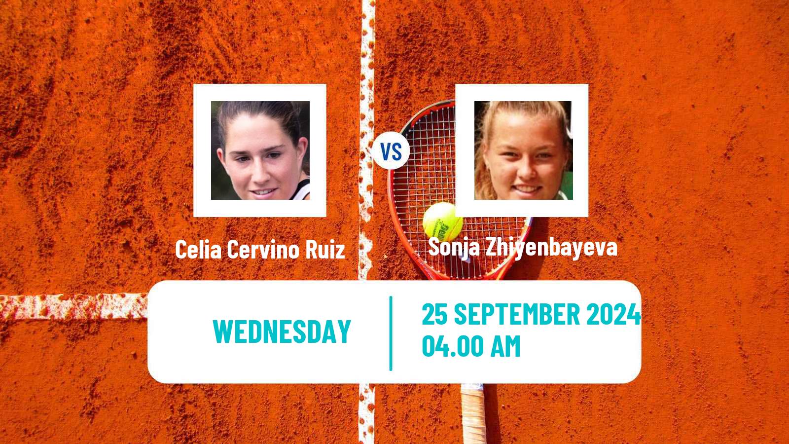 Tennis ITF W15 Madrid 3 Women Celia Cervino Ruiz - Sonja Zhiyenbayeva