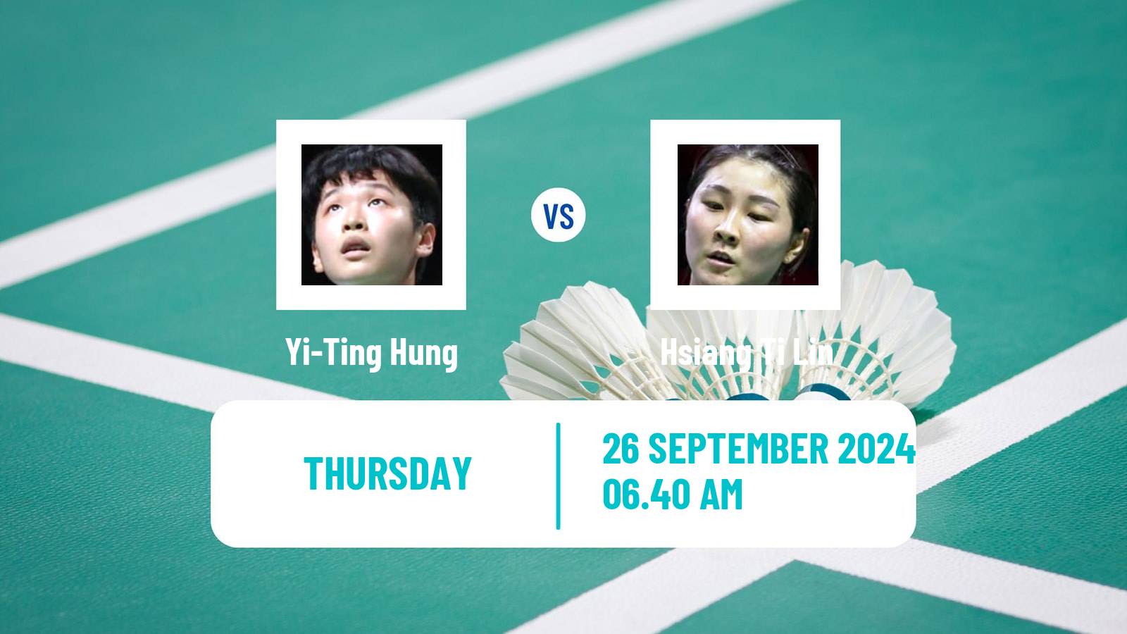 Badminton BWF World Tour Macau Open Women Yi-Ting Hung - Hsiang Ti Lin