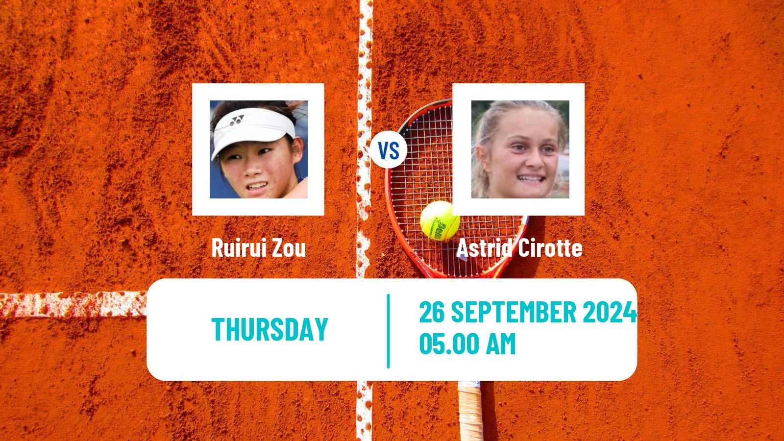 Tennis ITF W15 Monastir 37 Women Ruirui Zou - Astrid Cirotte