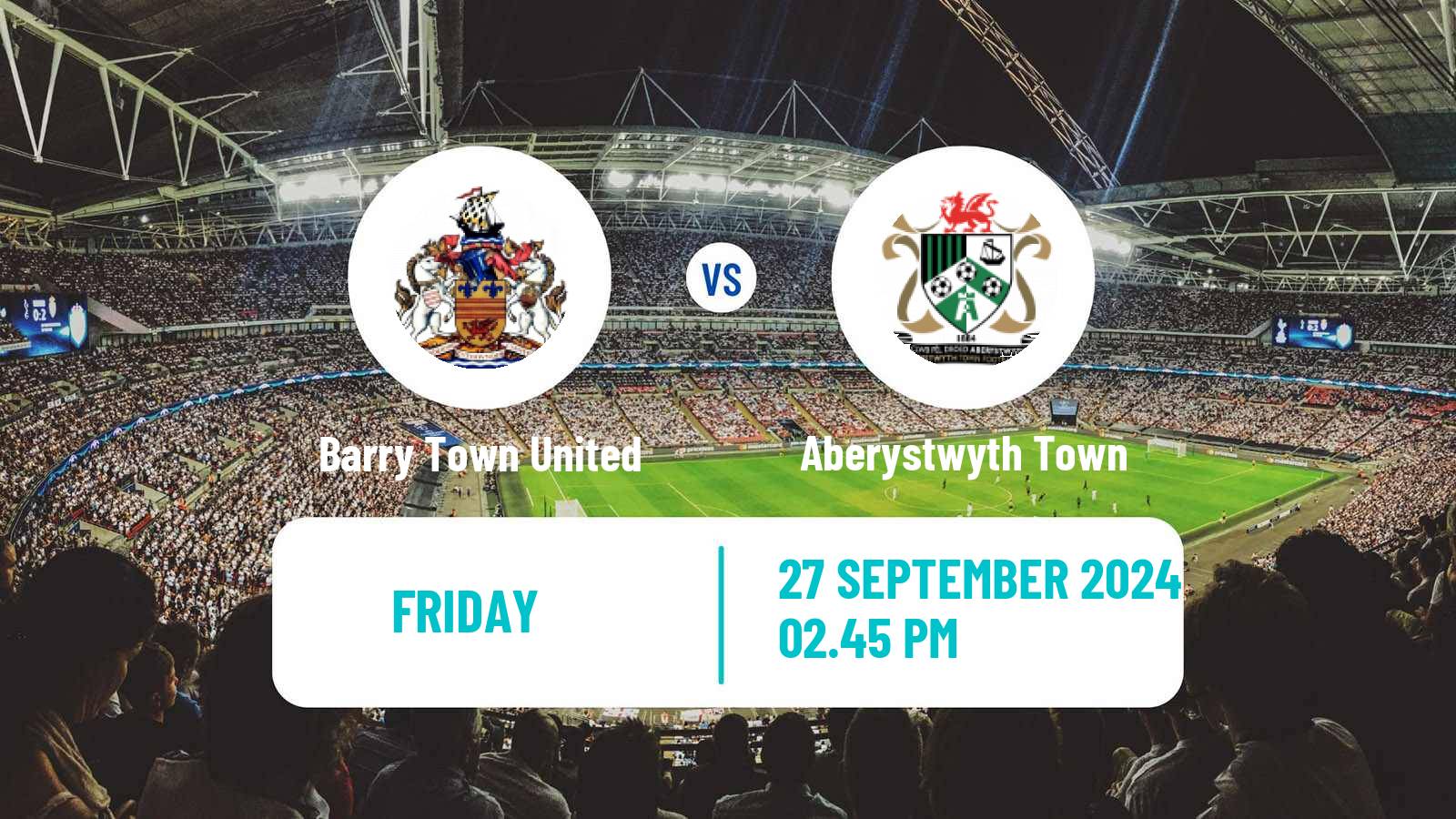 Soccer Welsh Cymru Premier Barry Town United - Aberystwyth Town