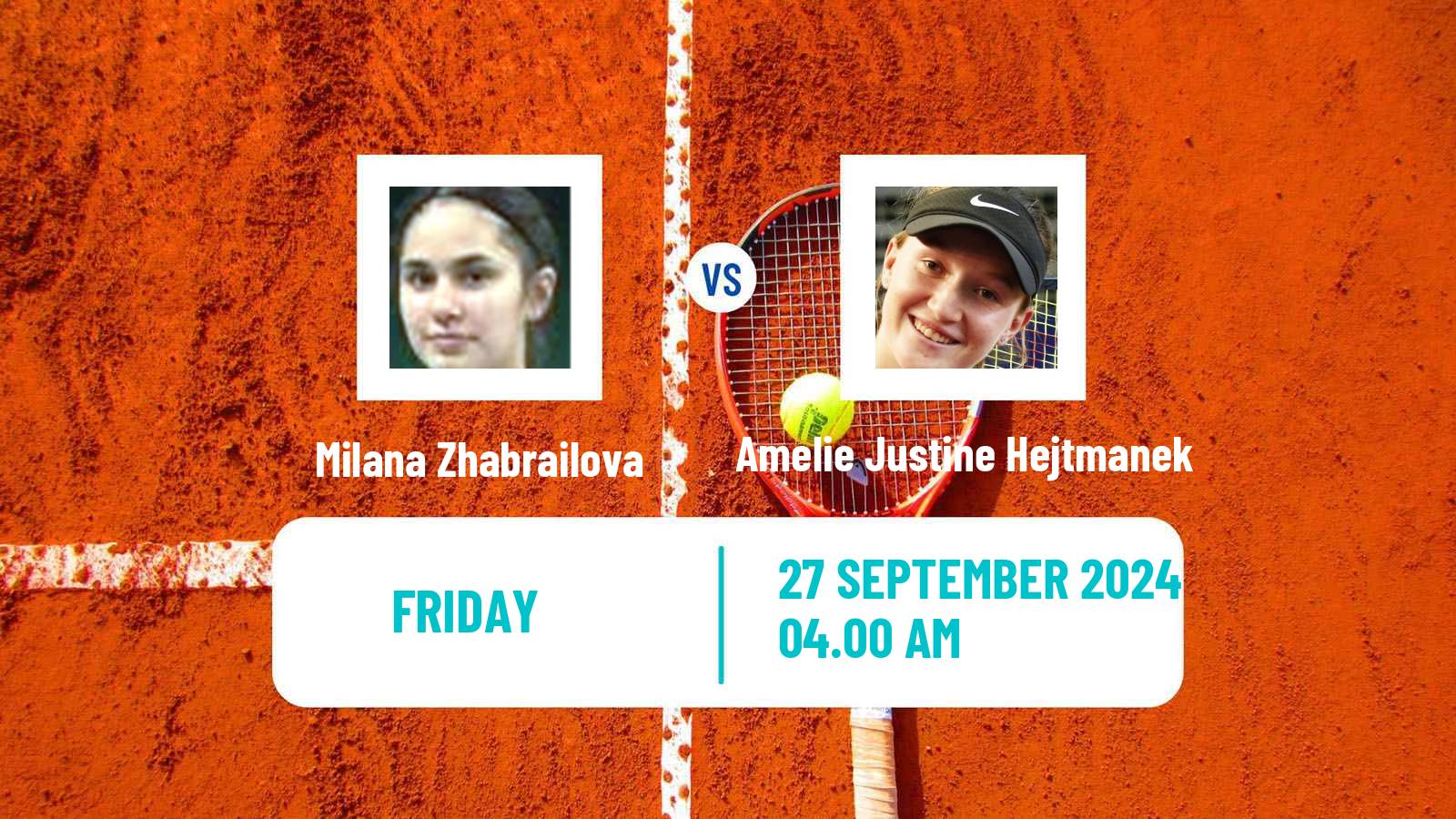 Tennis ITF W15 Trnava Women Milana Zhabrailova - Amelie Justine Hejtmanek