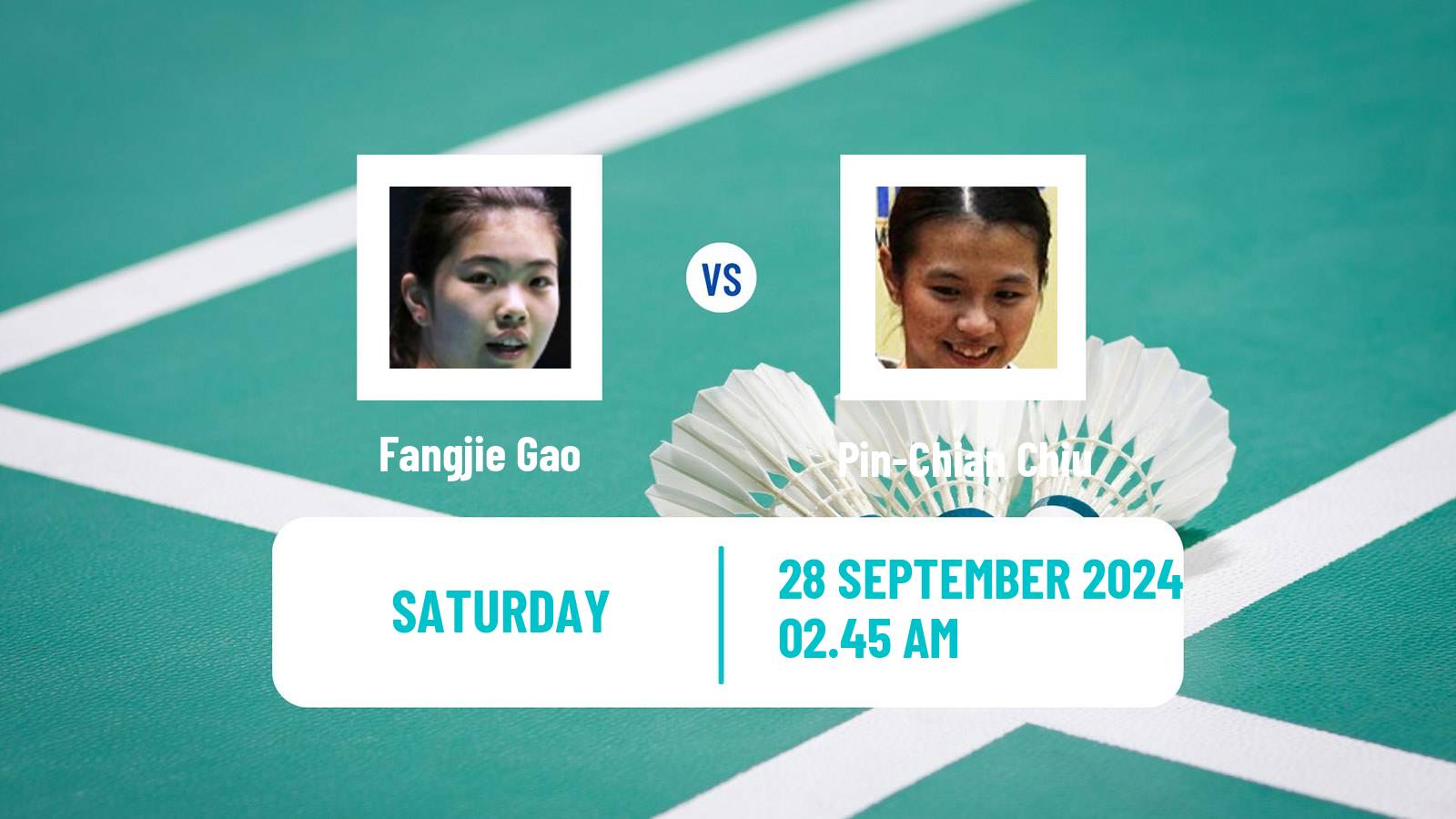 Badminton BWF World Tour Macau Open Women Fangjie Gao - Pin-Chian Chiu