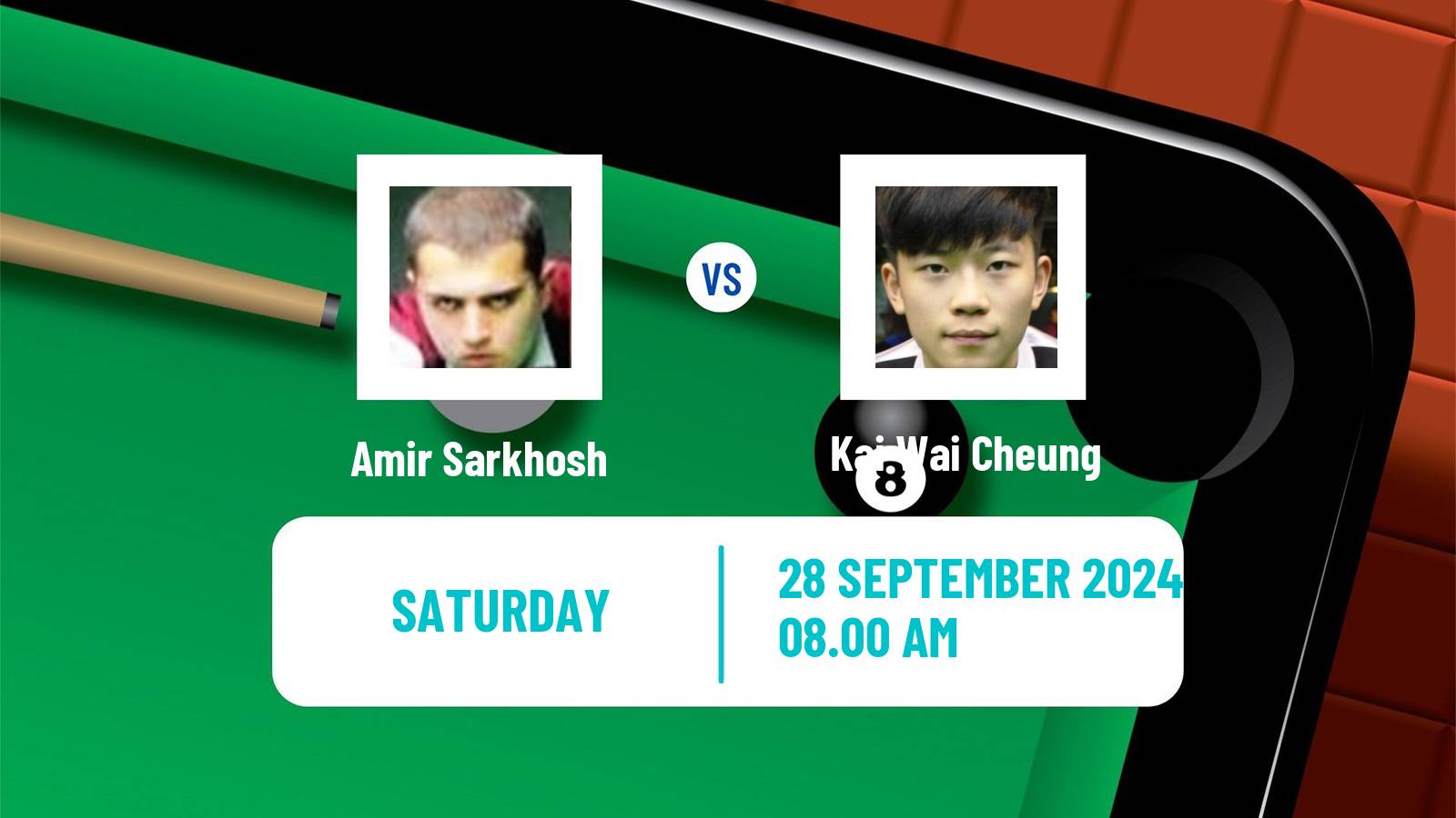 Snooker Northern Ireland Open Amir Sarkhosh - Kai Wai Cheung