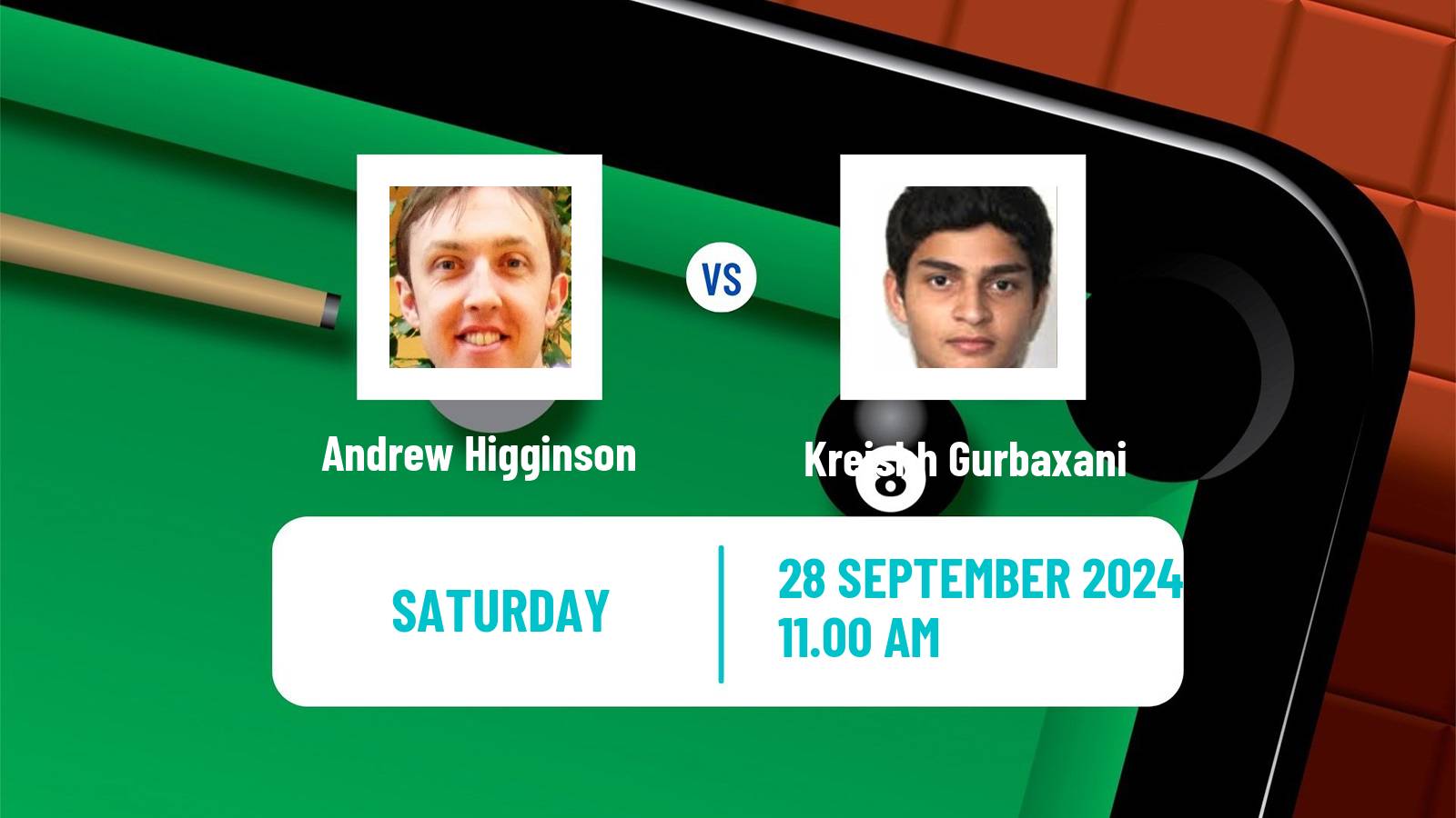 Snooker Northern Ireland Open Andrew Higginson - Kreishh Gurbaxani