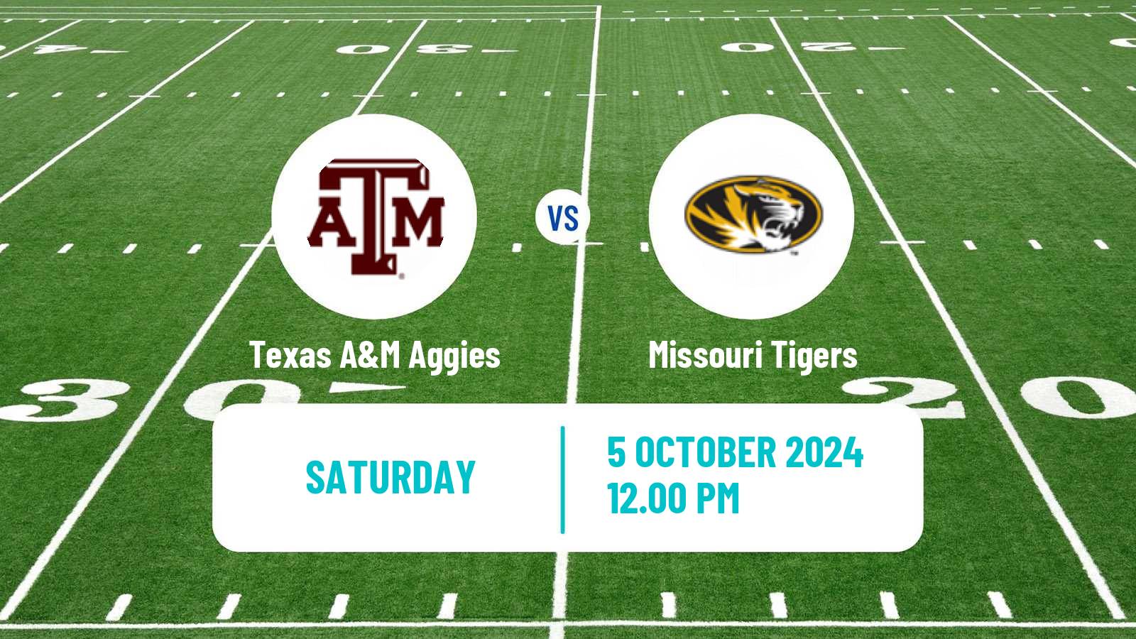 American football NCAA College Football Texas A&M Aggies - Missouri Tigers