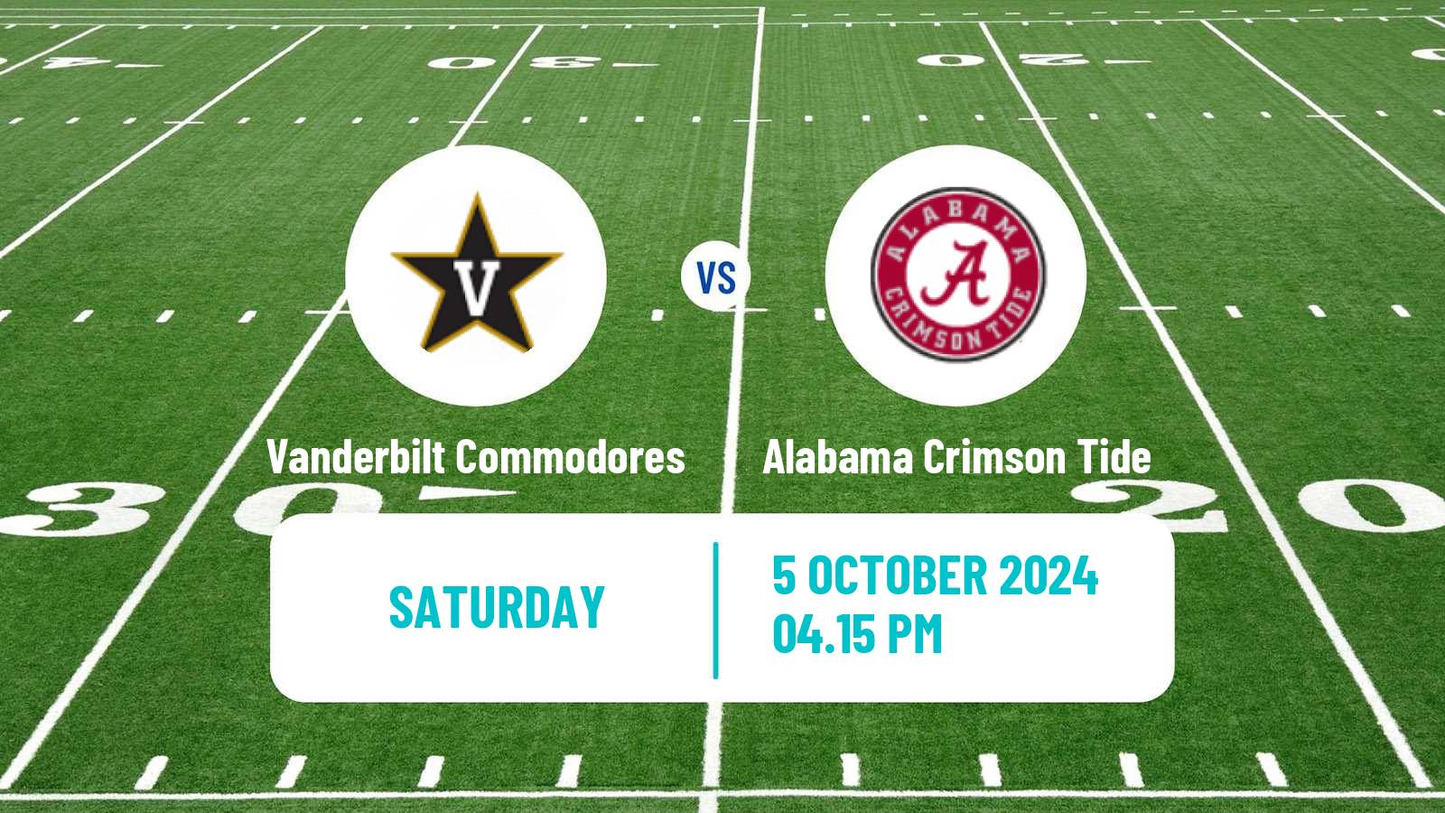 American football NCAA College Football Vanderbilt Commodores - Alabama Crimson Tide