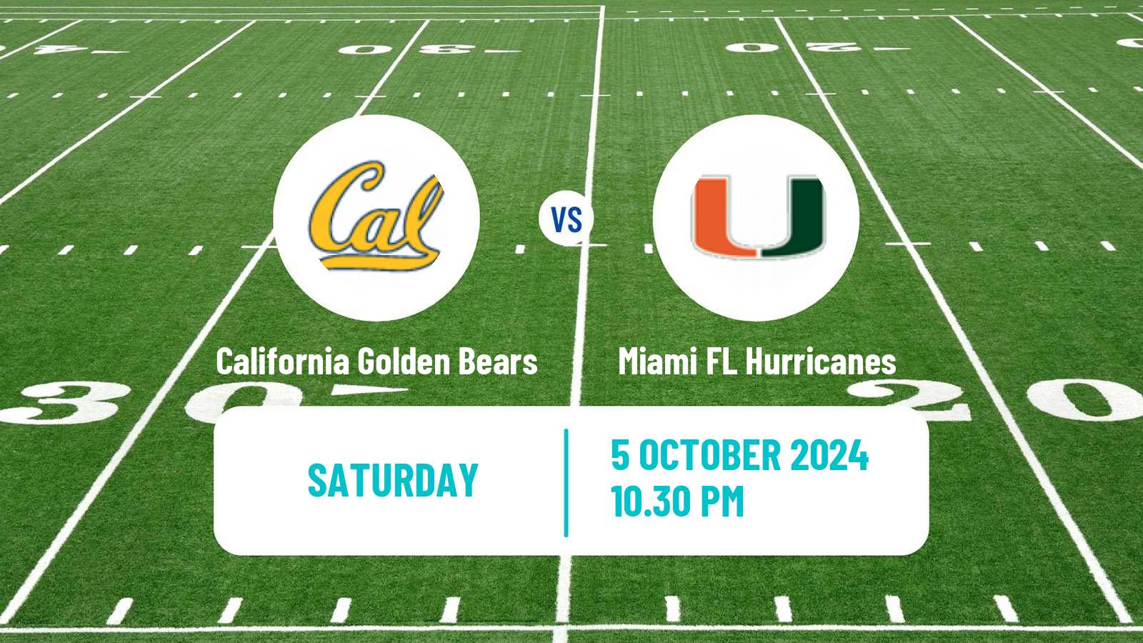 American football NCAA College Football California Golden Bears - Miami FL Hurricanes