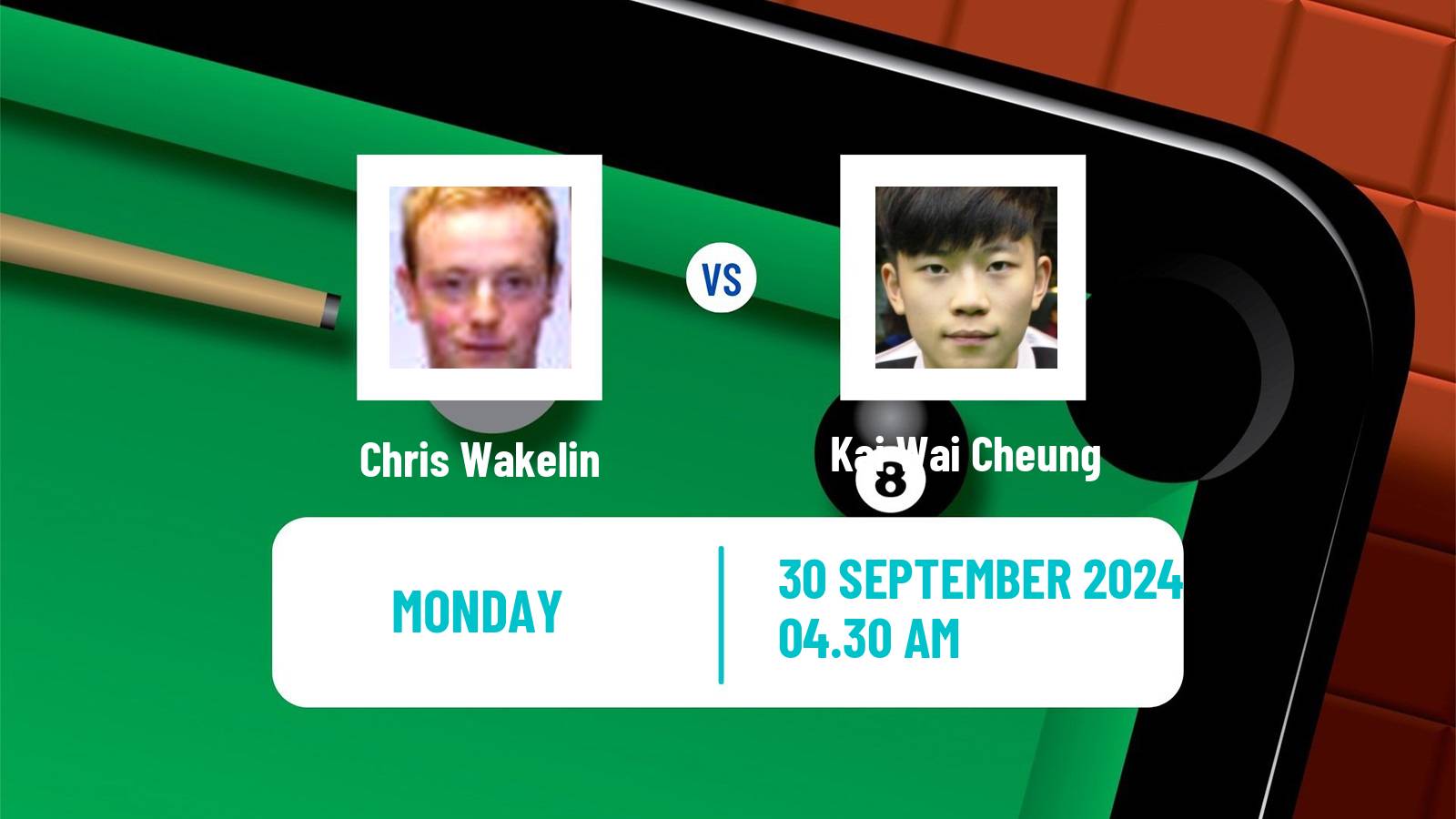 Snooker International Championship Chris Wakelin - Kai Wai Cheung