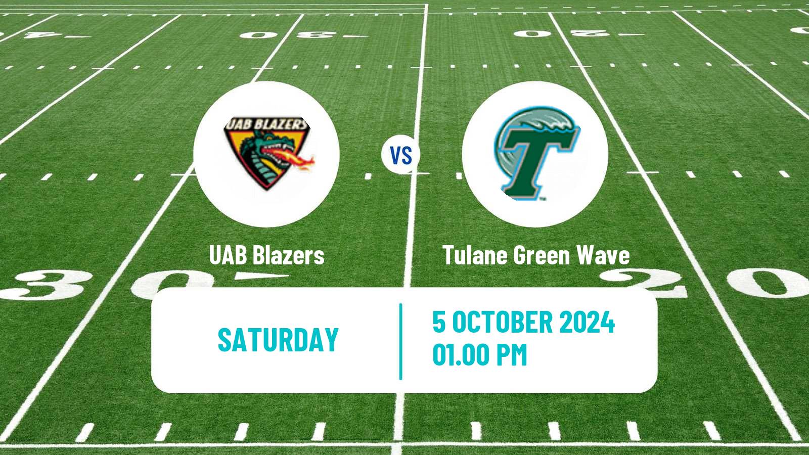 American football NCAA College Football UAB Blazers - Tulane Green Wave