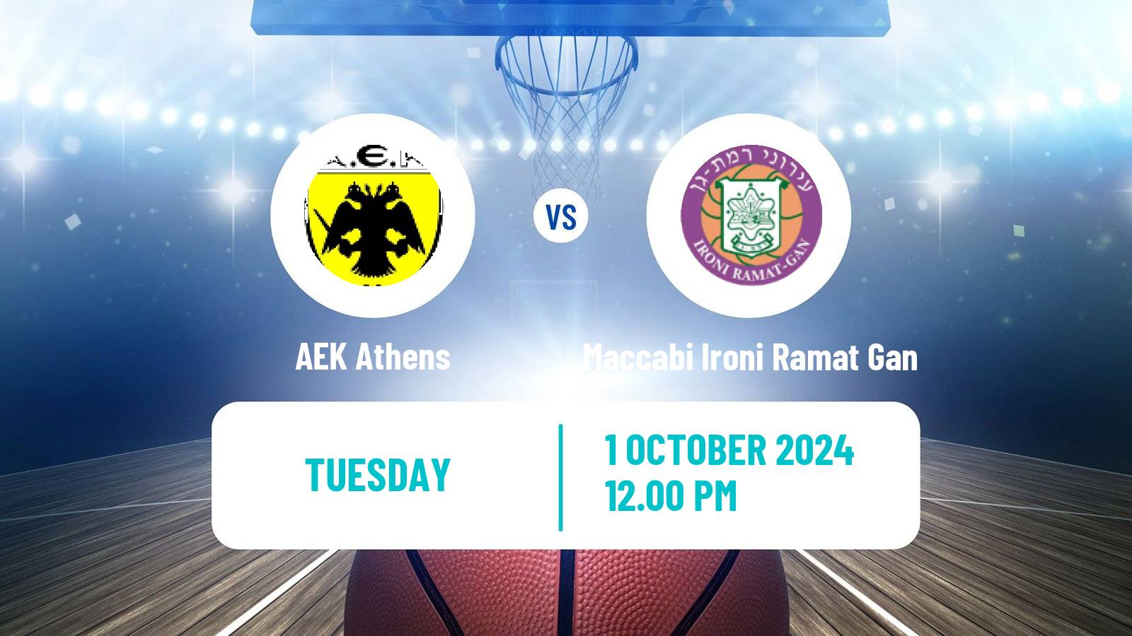 Basketball Champions League Basketball AEK Athens - Maccabi Ironi Ramat Gan