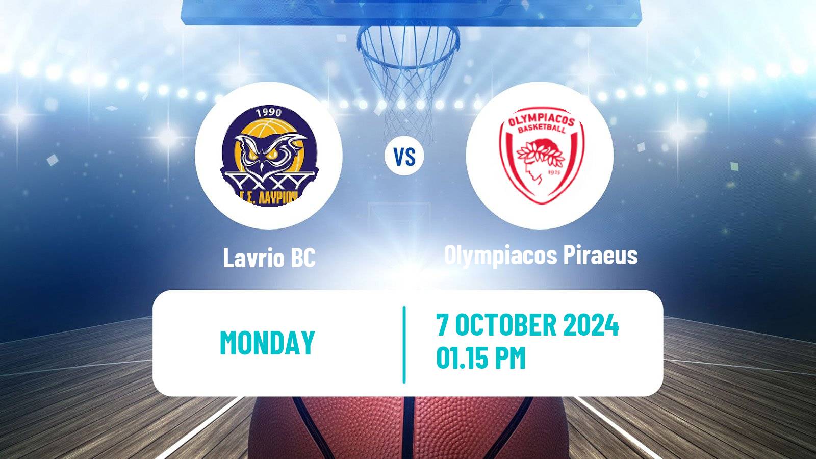 Basketball Greek Basket League A1 Lavrio - Olympiacos Piraeus