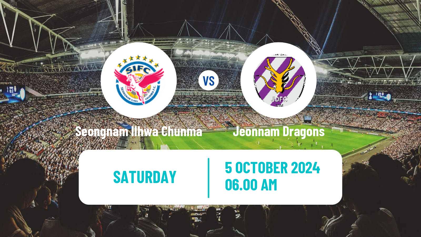 Soccer South Korean K-League 2 Seongnam Ilhwa Chunma - Jeonnam Dragons