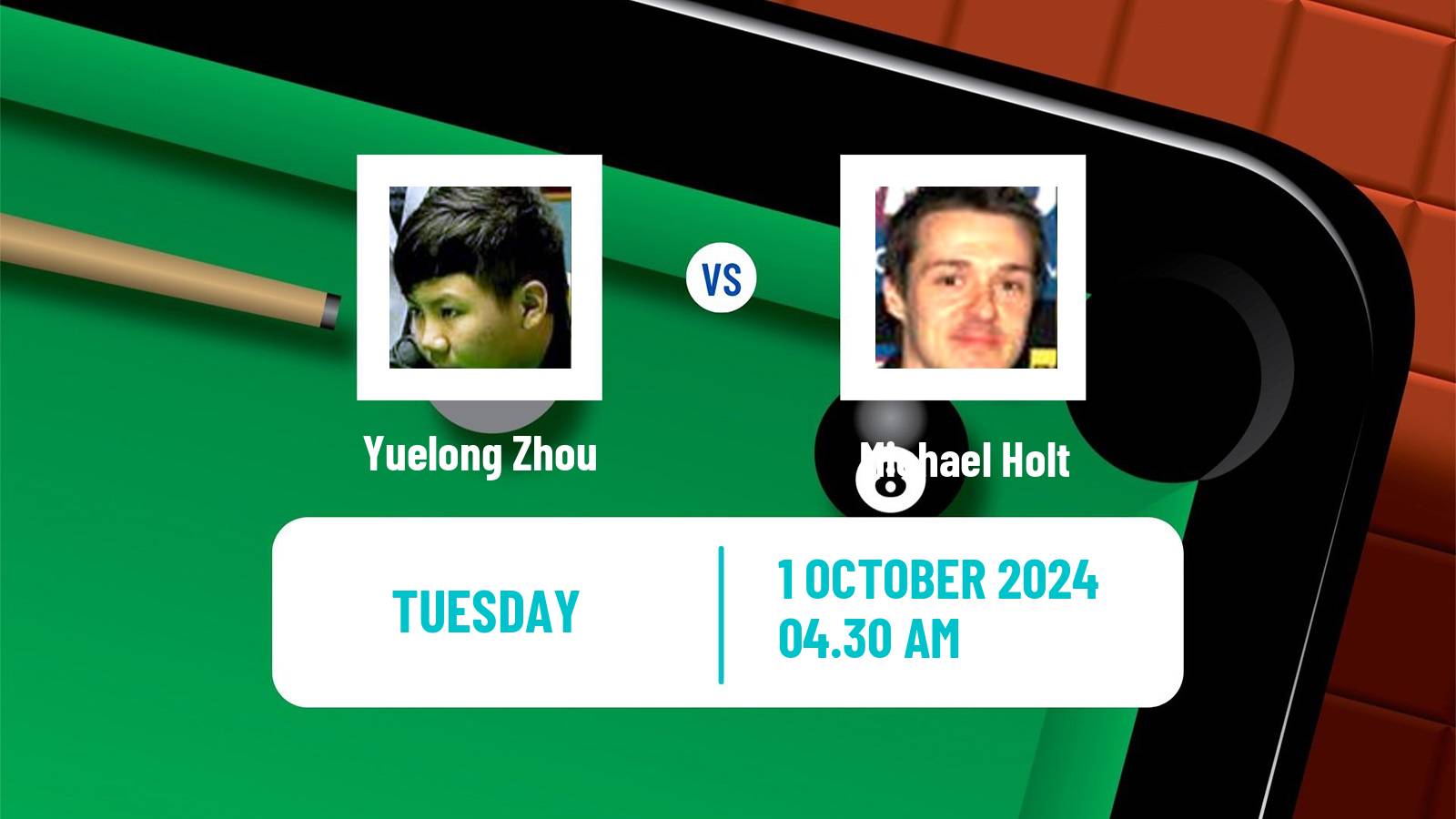 Snooker International Championship Yuelong Zhou - Michael Holt