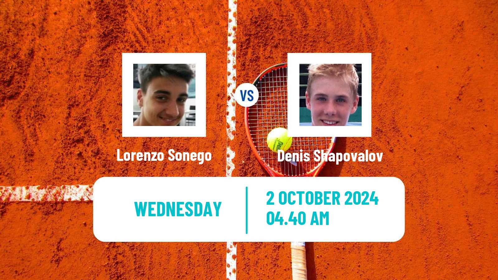 Tennis ATP Shanghai Lorenzo Sonego - Denis Shapovalov