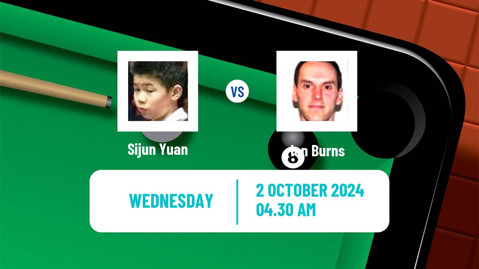 Snooker International Championship Sijun Yuan - Ian Burns