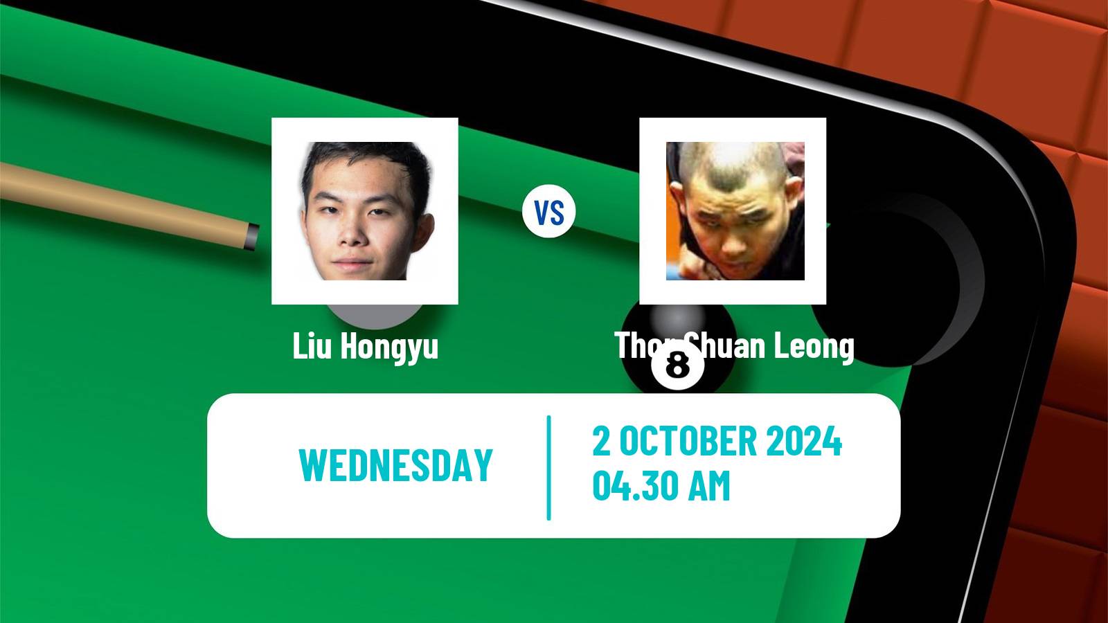 Snooker International Championship Liu Hongyu - Thor Chuan Leong