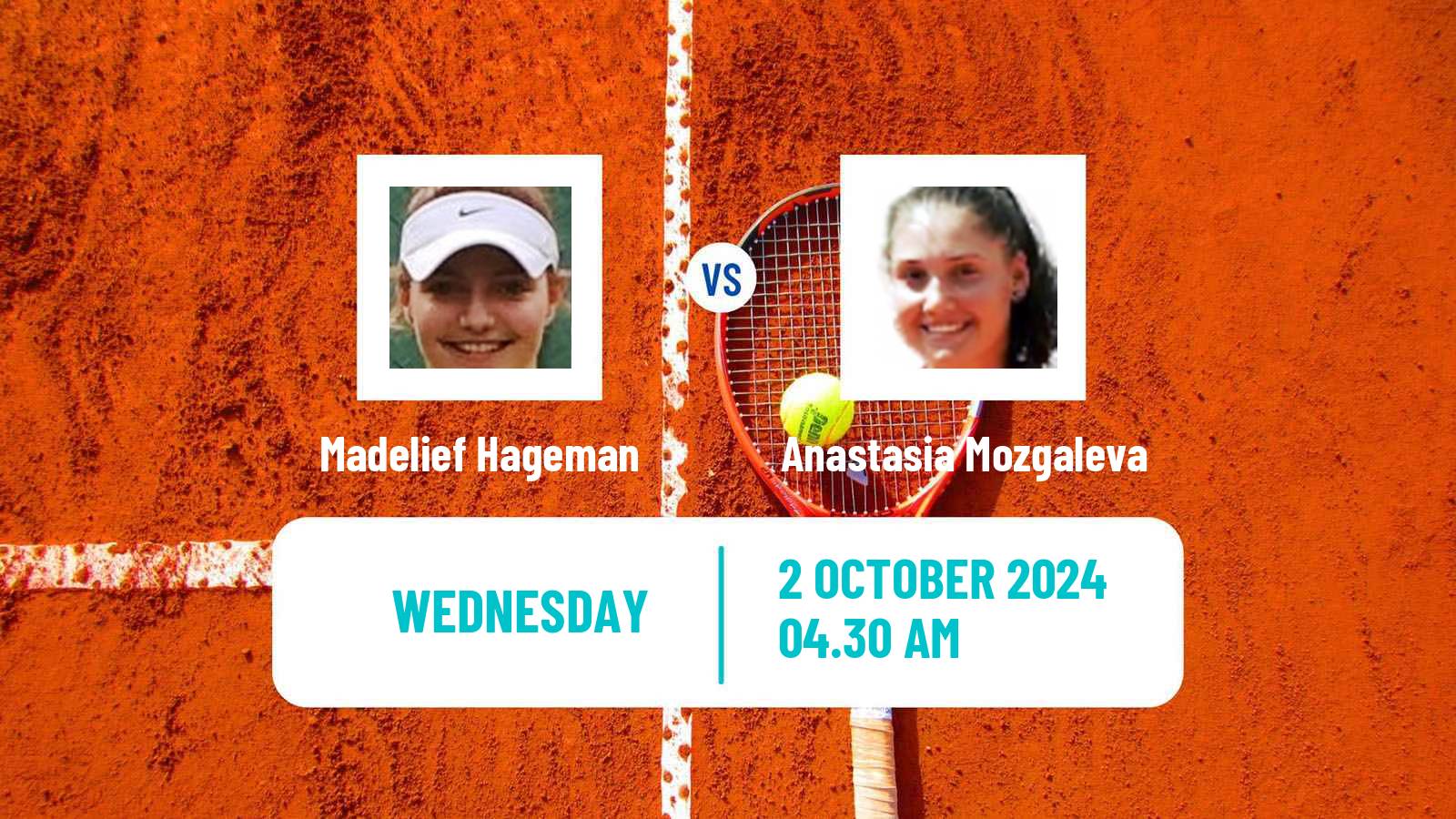 Tennis ITF W15 Monastir 38 Women Madelief Hageman - Anastasia Mozgaleva