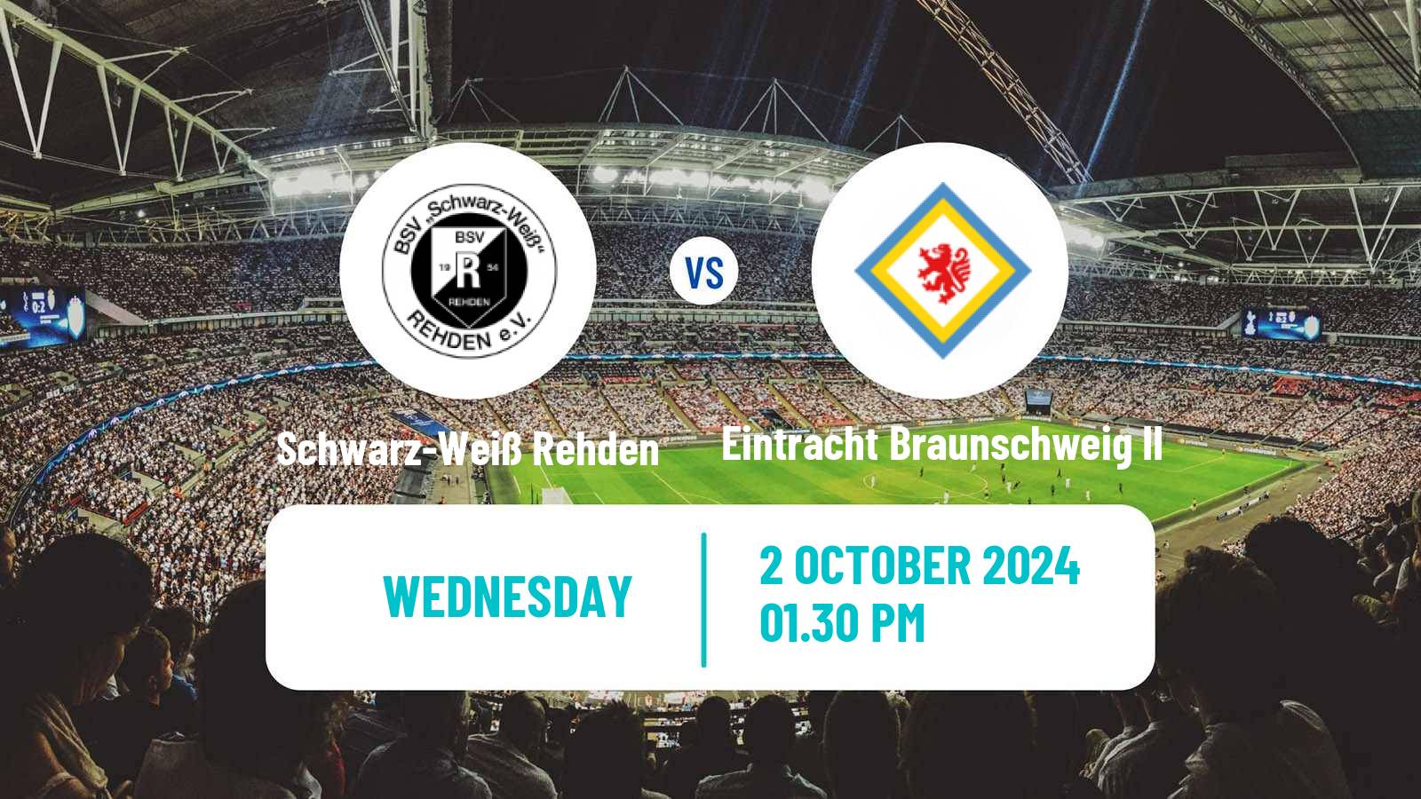 Soccer German Oberliga Niedersachsen Schwarz-Weiß Rehden - Eintracht Braunschweig II