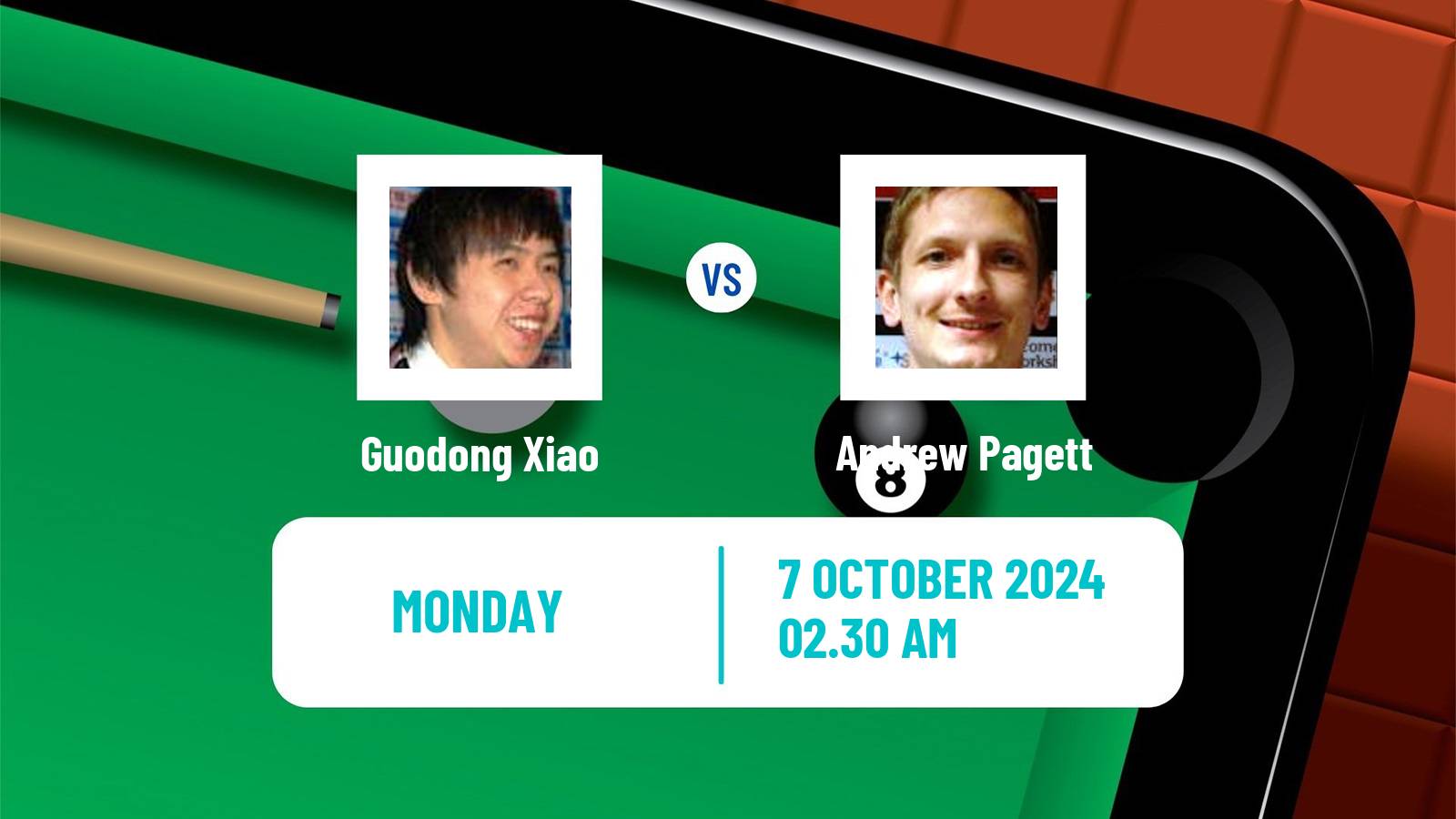 Snooker Wuhan Open Guodong Xiao - Andrew Pagett