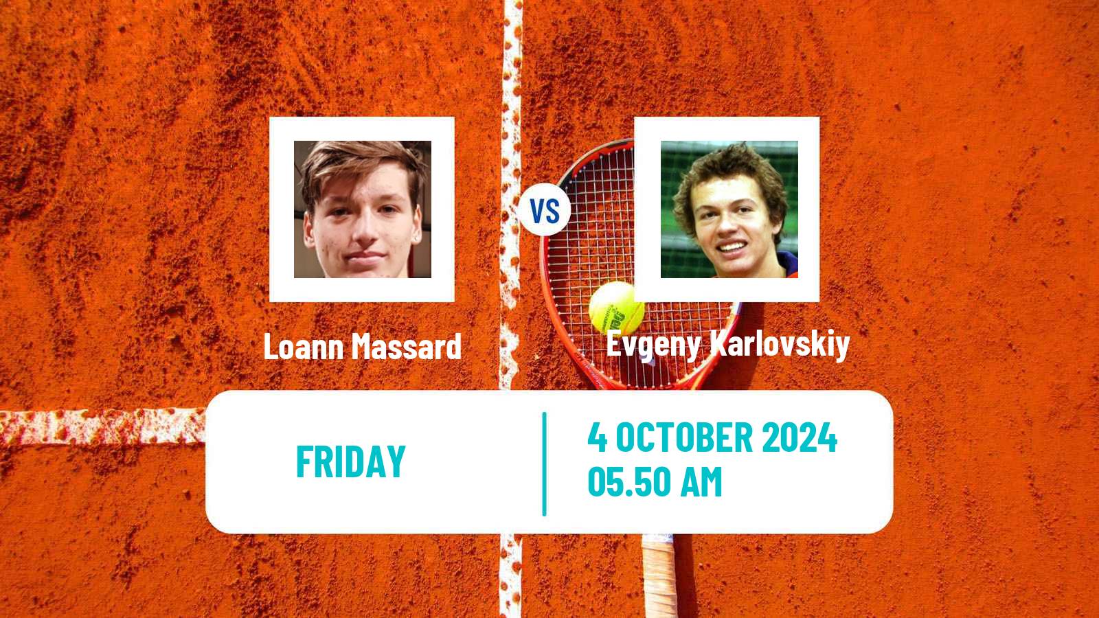 Tennis ITF M15 Trnava 2 Men Loann Massard - Evgeny Karlovskiy