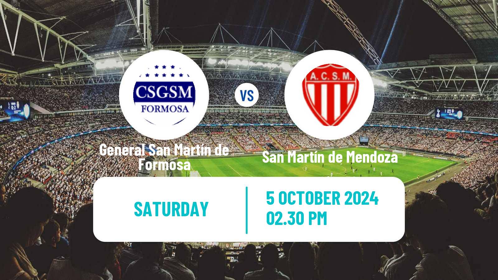 Soccer Argentinian Torneo Federal General San Martín de Formosa - San Martín de Mendoza