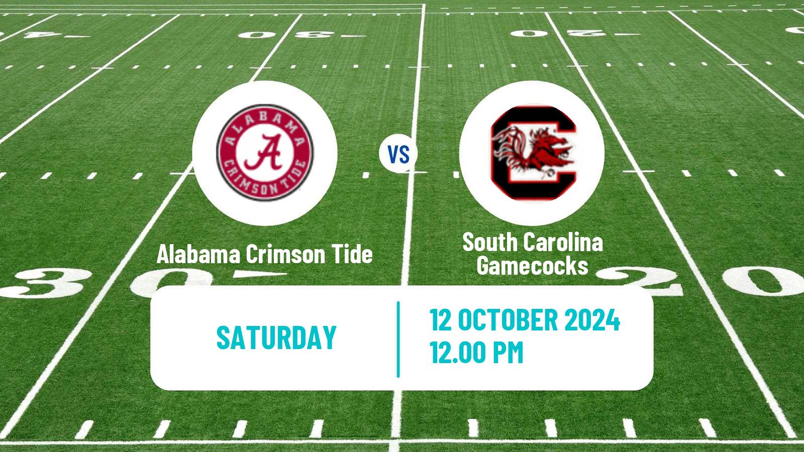 American football NCAA College Football Alabama Crimson Tide - South Carolina Gamecocks