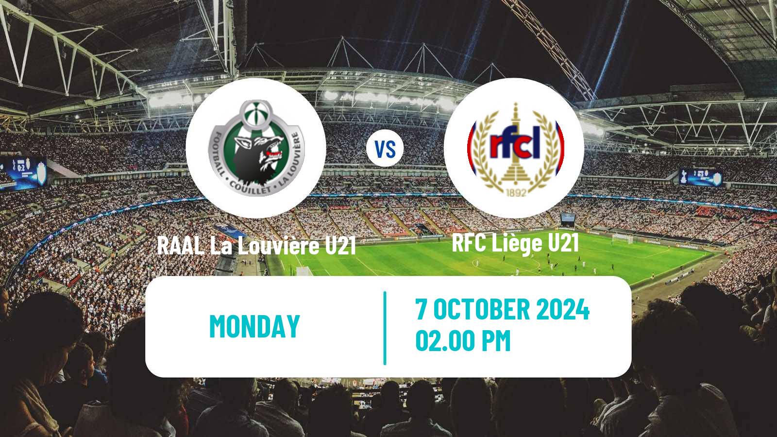 Soccer Belgian Pro League U21 RAAL La Louvière U21 - RFC Liège U21