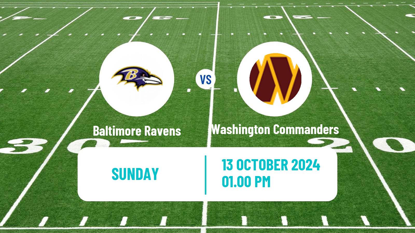 American football NFL Baltimore Ravens - Washington Commanders